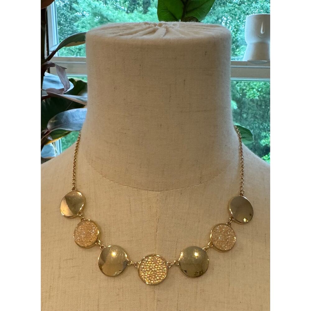 Charming Charlie gold tone disk necklace